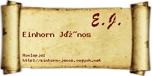 Einhorn János névjegykártya